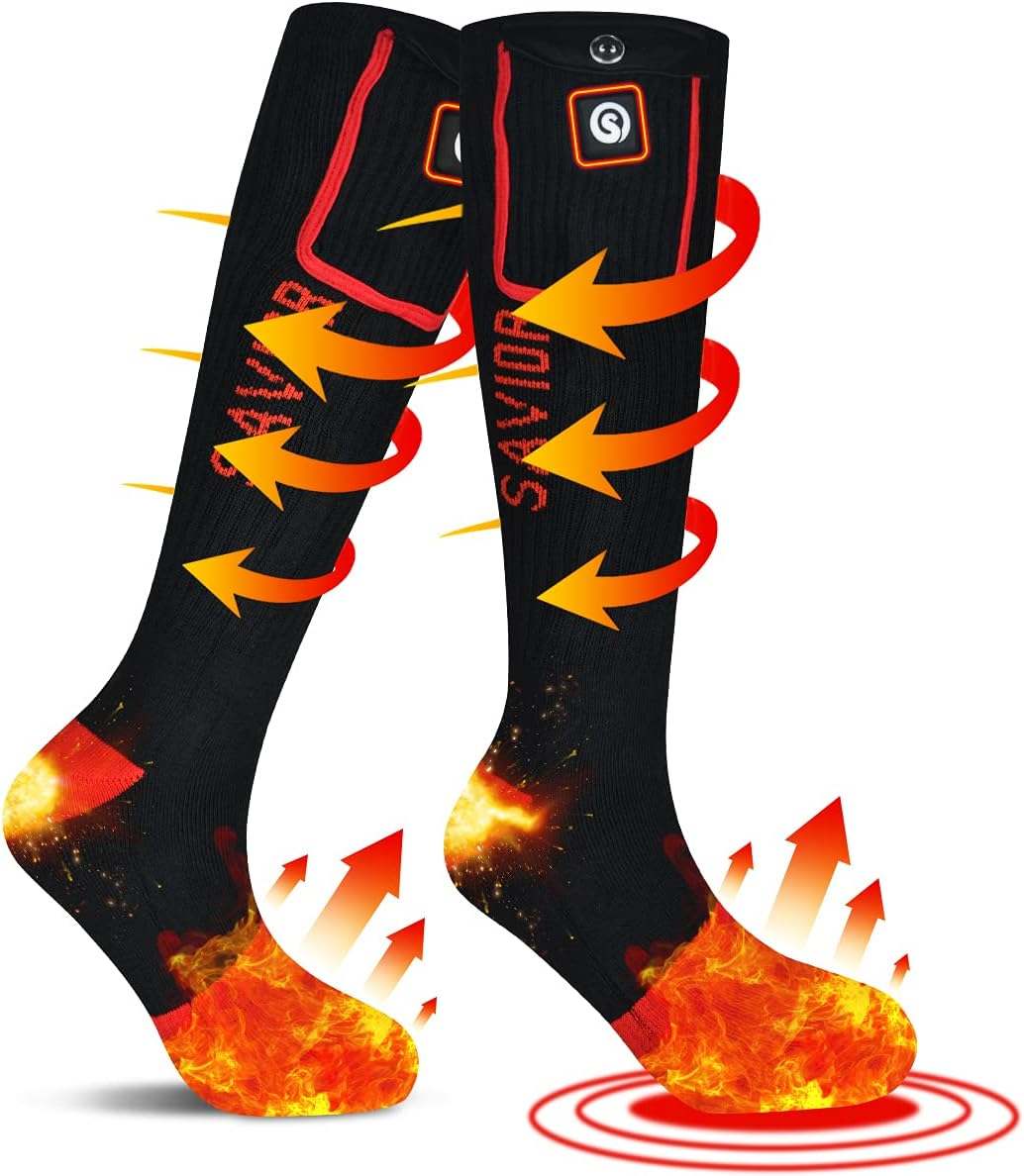 Heated Socks for Women and Men, 7.4V Rechargeable Battery Operated Socks Washabl