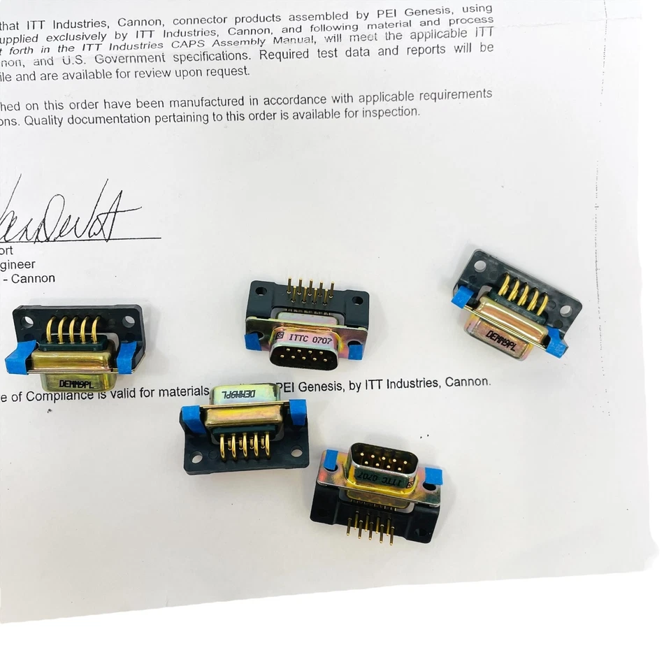 5 pcs ITT Cannon DEMM9PL D-Sub Connector Plug 9 Position - Image 4 of 4