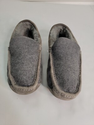 UGG Mens Slippers Sz 8 Ascot Suede Slip On Shoes Loafers Gray 3233