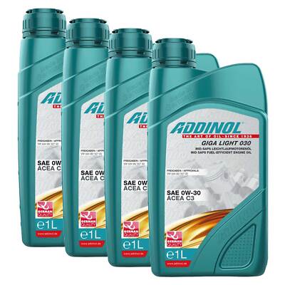 Motoröl Motor Öl ADDINOL 0W-30 GIGA LIGHT 030 4X 1 Liter für Honda Hyundai Dacia