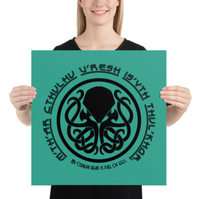 ''Cthulhu Head Eels'' Poster Hovercraft Lovecraft Python R'lyeh Translation