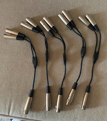 1ft XLR Female 3-pin XLRF to Dual XLR Male 3-pin XLRM Y Splitter Audio Mic Cable