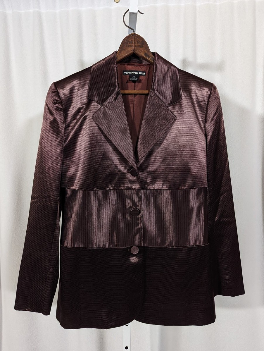 Vivienne Tam Vintage 90s Runway Rayon Satin Brown Copper Op Art