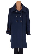 Sportmax Max Mara 55% Angora Rabbit Cashmere Peacoat In Blue Herringbone Size 4