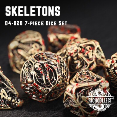 SKELETONS BLOODY BRONZE 7PCS DnD COC TRPG Dice Set D4 D6 D8 D10 D00 D12 D20