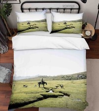 3D Horse Cowboy Grass Forest Dog Quilt Cover Set Duvet Cover Bedding Pillowcases