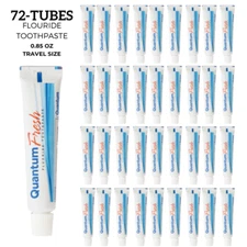  72-Tubes Quantum Fresh Fluoride Toothpaste 0.85 oz, Fresh Mint, Bulk Toothpaste