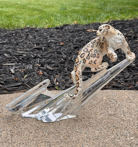 Franklin Mint Crystal And Porcelain Snow Leopard Figurine - 第 1/13 張圖片