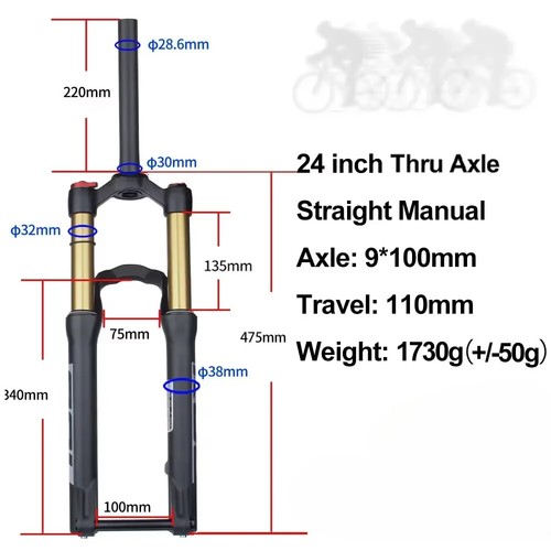 24/20 Inch Mtb Air Suspension Fork Rear Shock Absorber Bicycle Front Forks - Picture 29 of 30