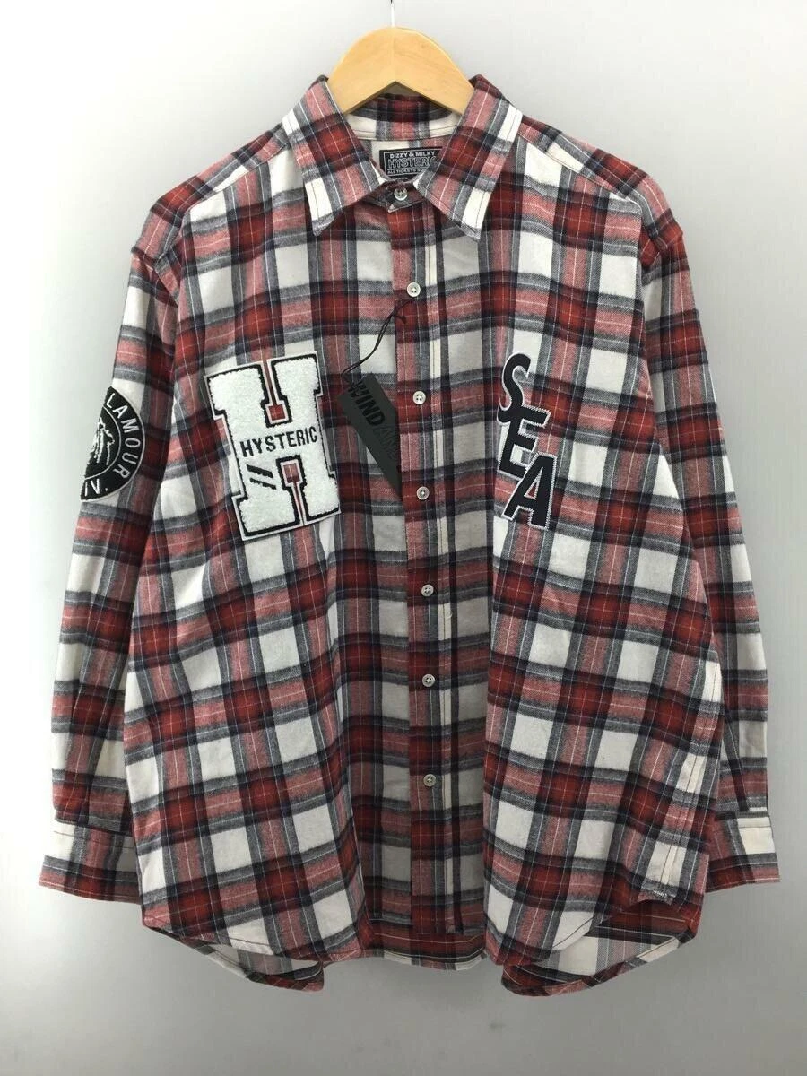 HYSTERIC GLAMOUR x WIND AND SEA CHECK SHIRT M Red