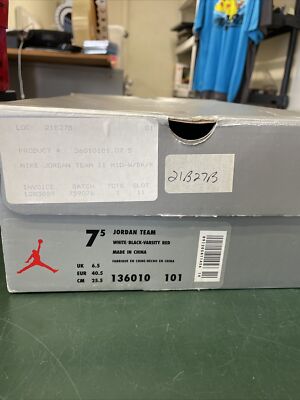 Size 7.5 - Jordan Team II Black White Varsity Red - 136010-101 | eBay
