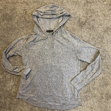 HARLOWE  GRAHAM Soft Gray Hoodie Knit Sweatshirt Sz Medium Athletic Light GUC