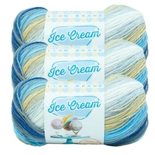 (3 Pack) Lion Brand Yarn 923-238H Ice Cream Baby Yarn, Butter Pecan