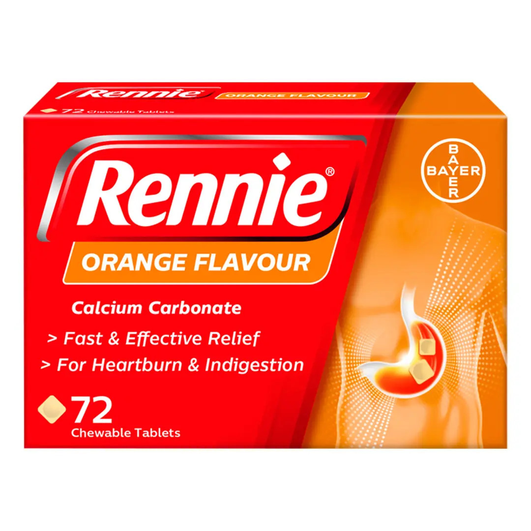 Rennie Orange Chewable 72x2 Tablets Antacid for Heartburn & Indigestion