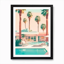 Mid-Century Modern Palm Springs Art Framed Wall Art Poster Canvas Print Picture