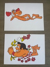 Bullwinkle George of the Jungle Lot of  2 vintage greeting cards JAY WARD Rare