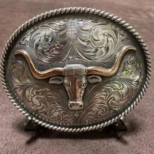 CLINT ORMS Trophy Buckle Silversmith 10K Antiques Collectibles