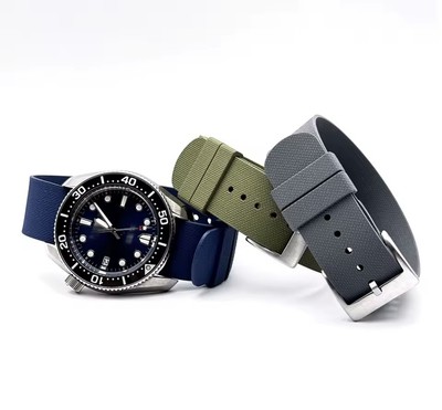 Rubber Single Pass Strap 20mm 21mm 22mm One Piece Band Universal Fit Water Proof