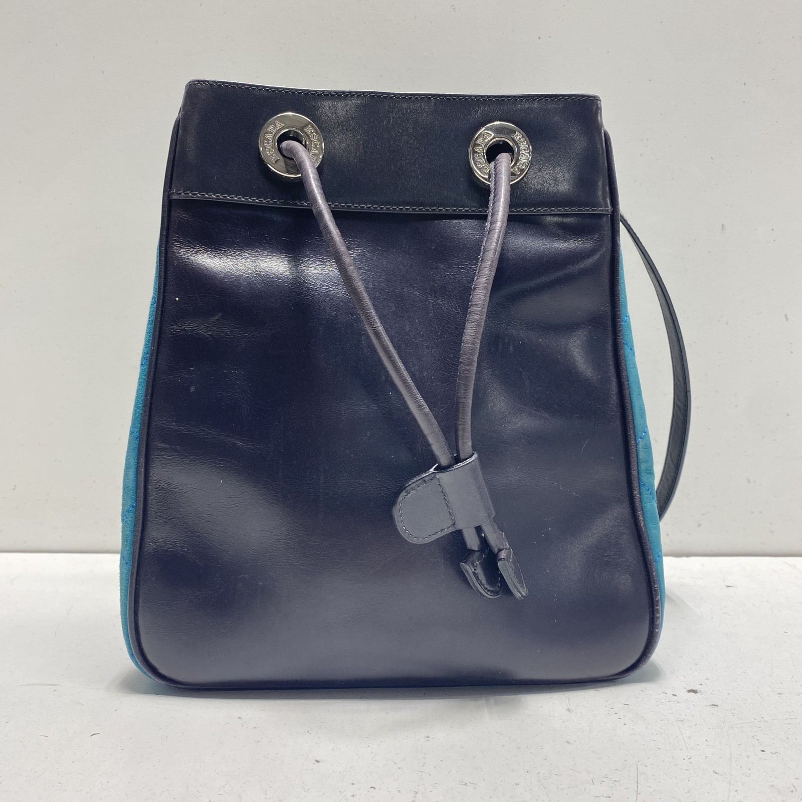 Escada Black Leather Drawstring Bag - image 1