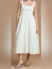 NEW Sonya Moda Valentino Fit & Flare Pearl White Midi dress sz L