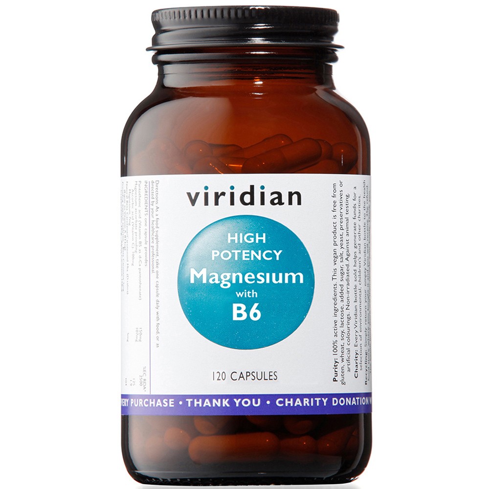 Viridian Magnesium with Vitamin B6 High Potency 120 Capsules Vegan Gluten Free