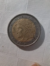 2002 Italian 2 Euro coin, limited edition rare, Dante Alighieri, good condition.