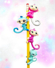 Lot of 4 Fingerlings Minis - 3 Monkeys 1 Sloth Figure Pencil Toppers VGUC