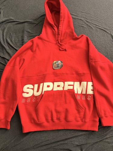 SUPREME BEST OF THE BEST MEDIUM RED HOODIE IN EXCELLENT CONDITION.