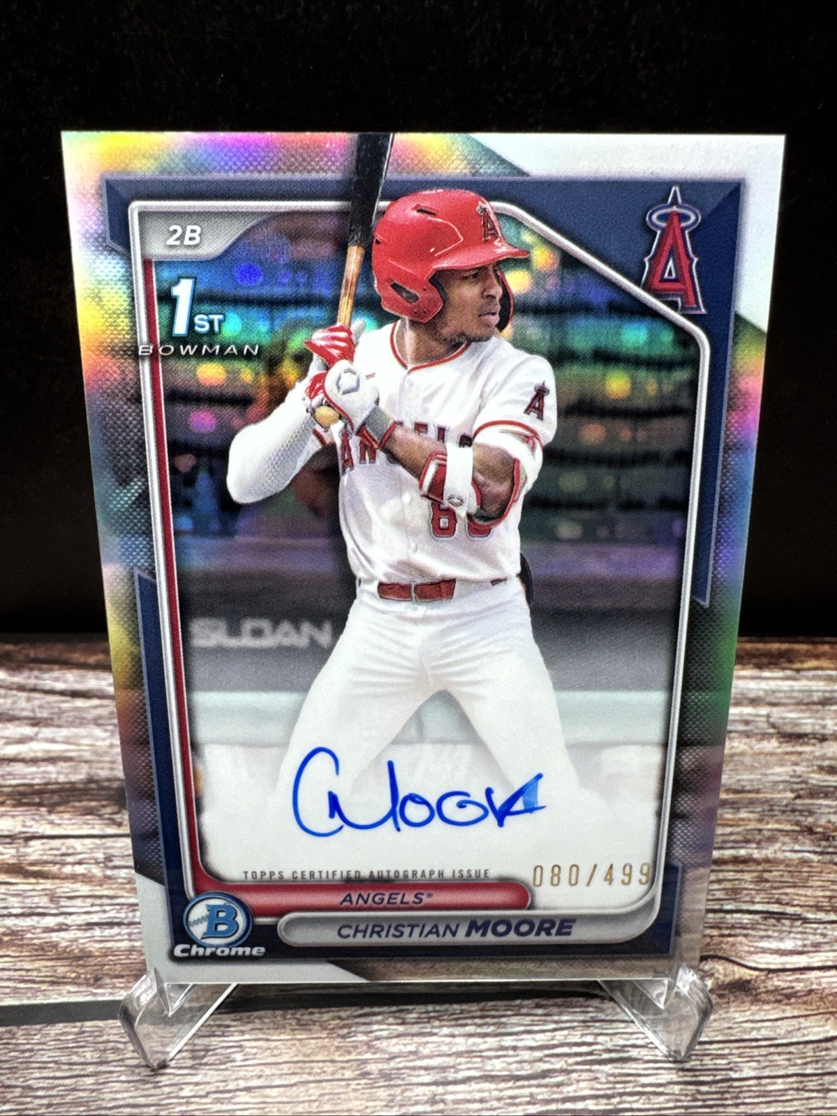2024 Bowman Draft Christian Moore Chrome Prospect Refractor Auto /499 #CPA-CM