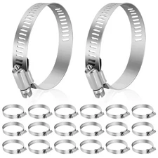 Hose Clamp, Stainless Steel Hose Clamps 2 Inch to 3 Inch, Large Adjustable Wo...