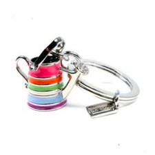 NWT Rare Find Coach Keychain Legacy Multi Striped Enamel Can Keyfob / Bag Charm