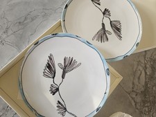 Starter Plates x 2 Tableware Camelia Aubergine Midnight Flowers Serax Brand New