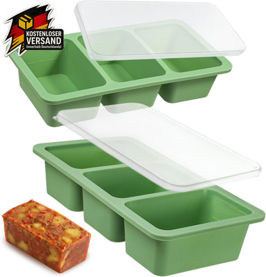 Silikon Gefrierform Suppe Eiswürfelformen 250ml mit Deckel & Stahlrahmen