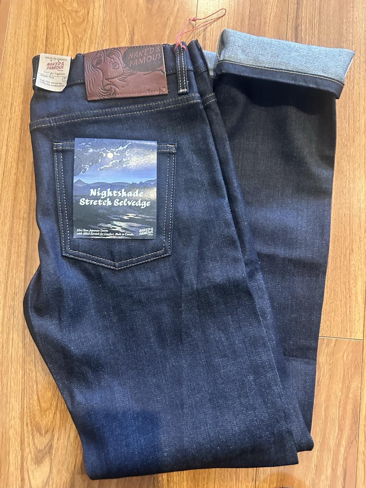 Naked & Famous Denim Strong Guy Nightshade Stretch Selvedge Jeans New With Tags
