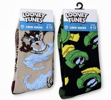 Looney Tunes Marvin The Martian And Taz  Crew Socks Mens Womens Size 9-13 NWT