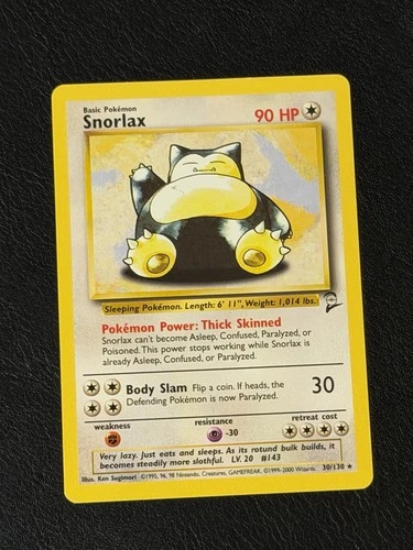 Pokemon TCG Snorlax #30/130 Non Holo Rare Base Set 2 WOTC VTG 2000