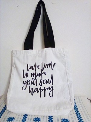  Upcycled Canvas Shoulder Tote, shopper bag (take time to make your Soul happy).