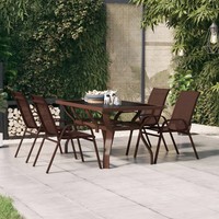 Rechteckiger Gartentisch Braun Schwarz 140X70X70 Cm Stahl Und Glas