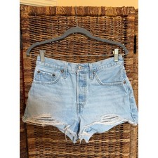 Levi s Premium 501 High Rise Distressed Cutoff Denim Shorts W27