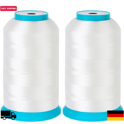 New brothread 2er Set Weiß 5000M (5500Y) Stickerei Spulen Gewinde Polyester