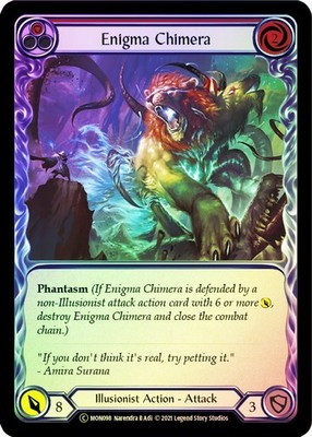 FAB  RAINBOW FOIL  Enigma Chimera (Red)  - Monarch (Unlimited) Card # 098
