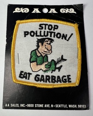 Vintage Stop Pollution Eat Garbage Patch AA Sales Inc Seattle Washington 3'' x 3''