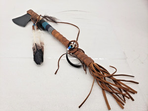 Native American Style Beaded Tomahawk Leather Wrap Feathers Dreamcatcher Decor