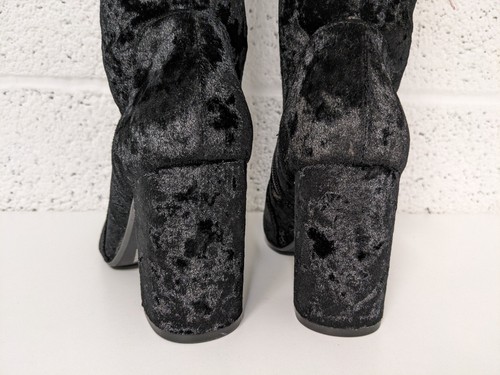 River Island Velvet Thigh High Boots Black UK 3 - New - Picture 4 of 9