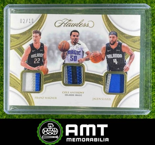 2024-25 Panini Flawless Franz Wagner Anthony Suggs Triple Patch Gold 2/10 Magic