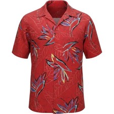 OP OCEAN PACIFIC Hawaiian Shirt Mens Small Red Floral Bold Colorful VTG 80s