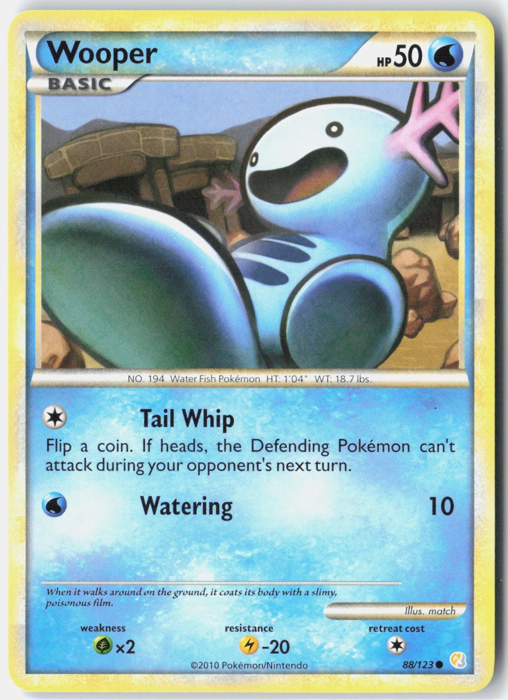 Wooper HeartGold SoulSilver 88/123 Pokemon Card