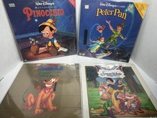 Disney Animated Movie LaserDisc Lot - 4 Discs Snow White, Peter Pan, Pinocchio