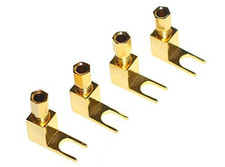 4 Pack 4 pcs Total Hi-end Banana to Spade Adapter Plug/Speaker Cable Gold