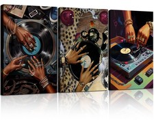 3Pcs Framed Hip-Hop Dj Wall Art Disc Players Canvas Printed Records Bedroom P...